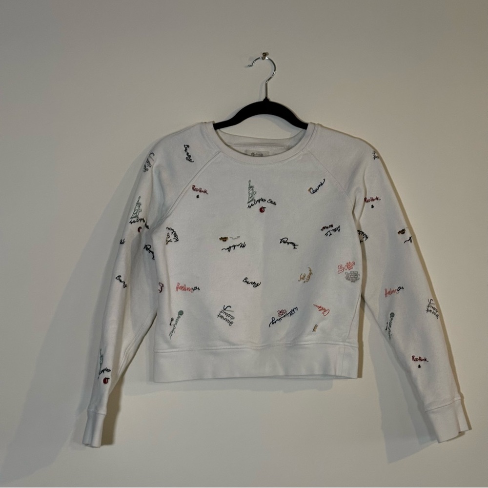 Madewell NYC Embroidered Cropped Sweatshirt – XS – 100% Cotton